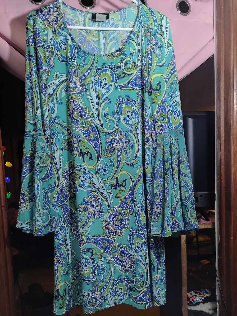 MSK Teal Green Paisley Mini Dress